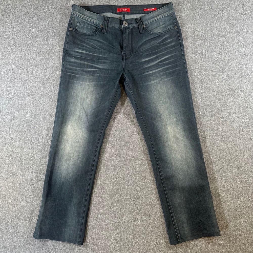 Guess Mens Slim Straight Del Mar Fit Jeans 33x30 Dark Wash Blue Denim
